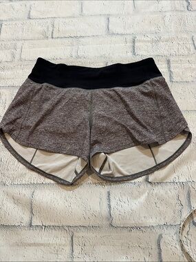 lululemon athletica Grey Marled with Black Waistband Athletic Shorts